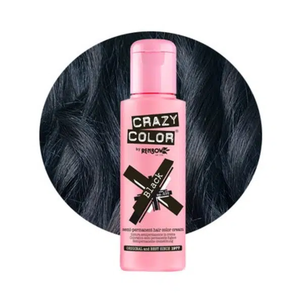 2ks 030 Crazy Color farba na vlasy Black 100ml