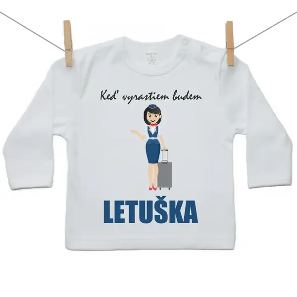 Boodyy Tričko s dlhým rukávom Keď vyrastiem budem letuška 116 (5-6 rokov)