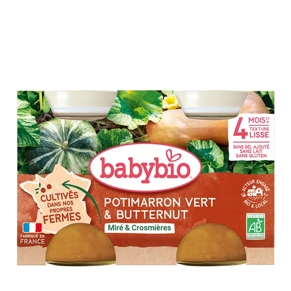 BABYBIO Zelená a maslová tekvica z našej vlastnej ekofarmy 2x130 g