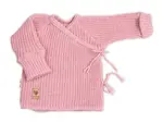 Dojčenský svetrík, rastúci, na zaväzovanie na boku - rúžový, veľ. 62/68