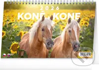 NOTIQUE Stolový kalendár Koně – Kone 2026 (riadkový)