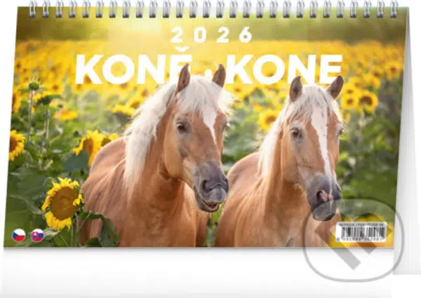 NOTIQUE Stolový kalendár Koně – Kone 2026 (riadkový)