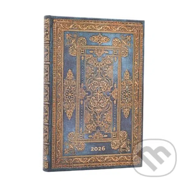 Paperblanks - týždenný diár Blue Luxe 2026 (mini, verso, elastické zatváranie)