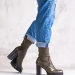 Gemre Green heeled ankle boots made of eco leather Asera