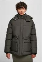 Women's Puffer Jacket at the Waist - Black