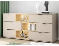 Komoda so zásuvkami Avola, 160 cm, béžová kašmír/dub cremona%