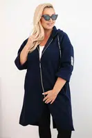 Kesi Włoski Dámský elegantní kabát Plus Size s límcem a velkými kapsami fango