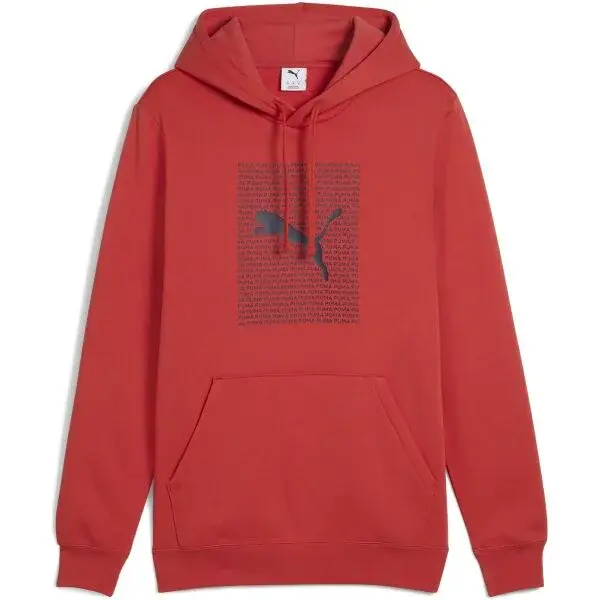 Puma ESSENTIALS LOGO LAB HOOODIE FL Pánska mikina, červená, veľkosť