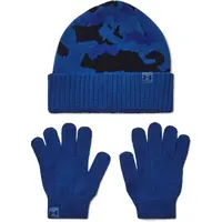 Under Armour BEANIE COMBO Súprava čiapky a rukavíc, modrá, veľkosť