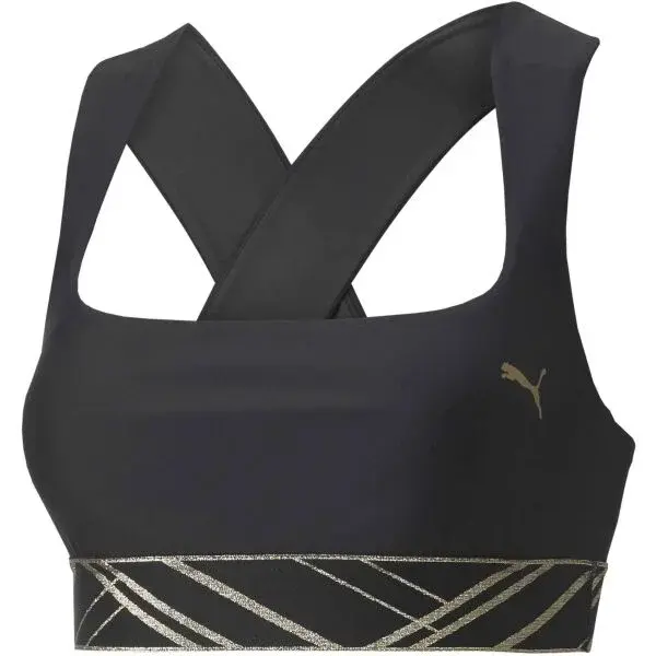 Puma MID IMPACT DECO GLAM BRA Dámska podprsenka, čierna, veľkosť
