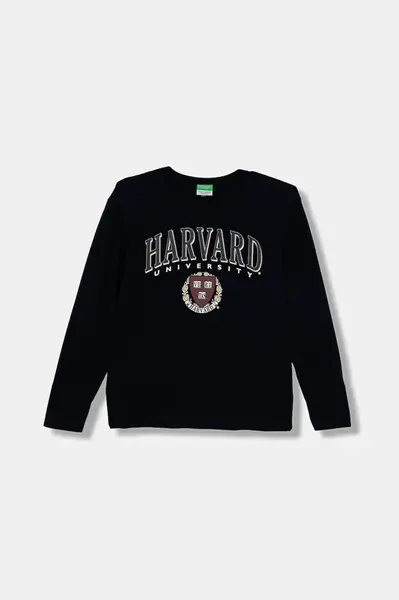 Dětské bavlněné tričko s dlouhým rukávem United Colors of Benetton tmavomodrá barva, 3IVWC10PW