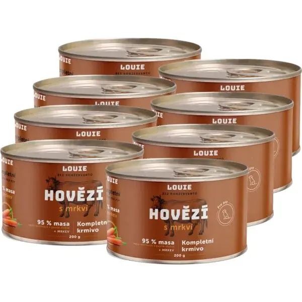 LOUIE HOVÄDZIE S MRKVOU 8 x 200 G Konzervy pre psov, hnedá, veľkosť