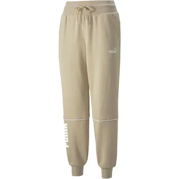 Puma POWER COLORBLOCK PANTS FL BIE Dámské tepláky, béžová, velikost