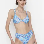 Trendyol Blue Floral Pattern High Waist Bikini Bottom