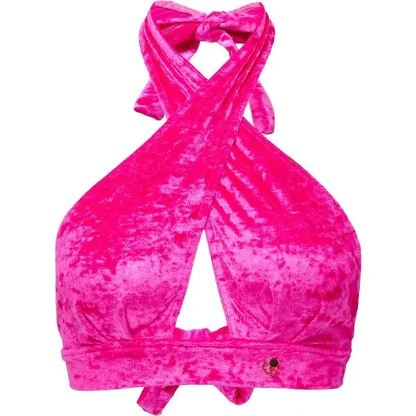 GOLDBEE VELVET SWIMSUIT CROSS Dámský vrchní díl plavek, růžová, velikost
