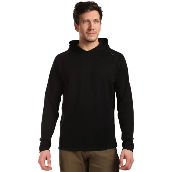 KILPI MOSEO Pánský vlněný svetr s kapucí, černá, velikost XXXL