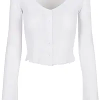 Women's sweater with a cropped rib in white