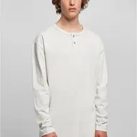 Eco-friendly Oversized Henley Long Sleeve Light Grey