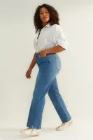 Trendyol Curve tmavomodré rovné džínsy s vysokým pásom