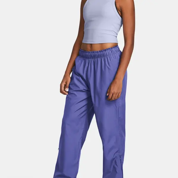 Fialové dámske športové nohavice Under Armour Rush OS Woven Pant