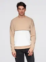 Ombre Men's OVERSIZE sweatshirt with contrasting color combination - beige