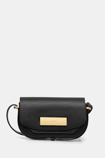 Kožená kabelka AllSaints ETTA černá barva, W294XD