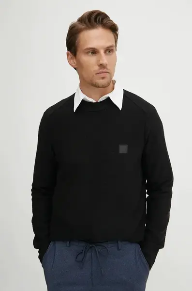 Svetr s příměsí kašmíru Boss Orange Anion_S černá barva, lehký, 50527584