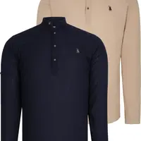 DOUBLE SET G783 DEWBERRY JUDGE COLLAR SHIRT-NAVY-BEIGE