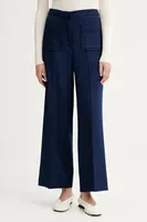 Nohavice Sessun modrá farba, rovný strih, vysoký pás, 25107015