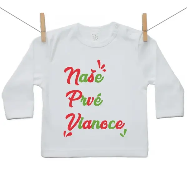 Boodyy Tričko s dlhým rukávom Naše prvé Vianoce 134 (8-9 rokov)
