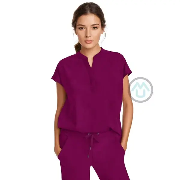 Štýlová zdravotnícka blúza JOURNEY - vínová XL