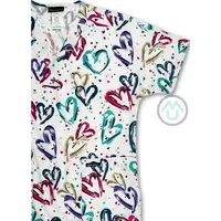 Unisexová blúza "V" výstrih s potlačou - "SRDCIA" XS