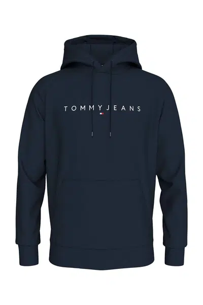 Tommy Jeans Men's Brand Logo Hooded Stylish Looking Dark Blue Sweatshirt