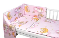 Mantinel s obliečkami Premium, Baby Nellys, 3D sada, Medvedík na rebríku, ružový,135x100cm