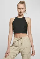 Women's top with shiny ribs in black