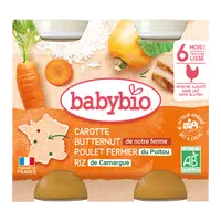 BABYBIO Mrkva s maslovou tekvicou, kuraťom a ryžou