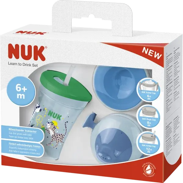 NUK súprava na pitie - hrnček s náustkom chlapec