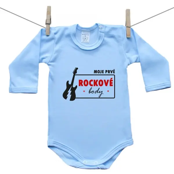 Boodyy Modré body s dlhým rukávom Moje prvé rockové body 98 (2-3 roky)