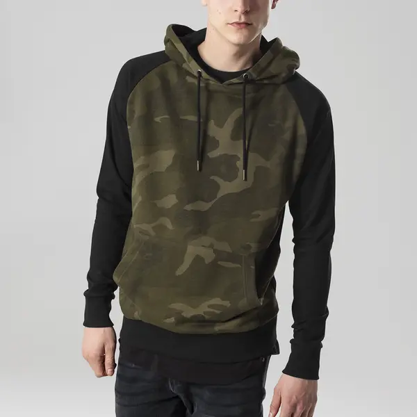 Camo Contrast Raglan Hoody olivový camo/blk