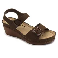 1130 Zdravotné celokožené sandále na platforme 41 - 26cm, hnedá, 6,5 cm