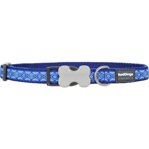 Nylonový obojok Red dingo hadie oči modré, Veľkosť: L
