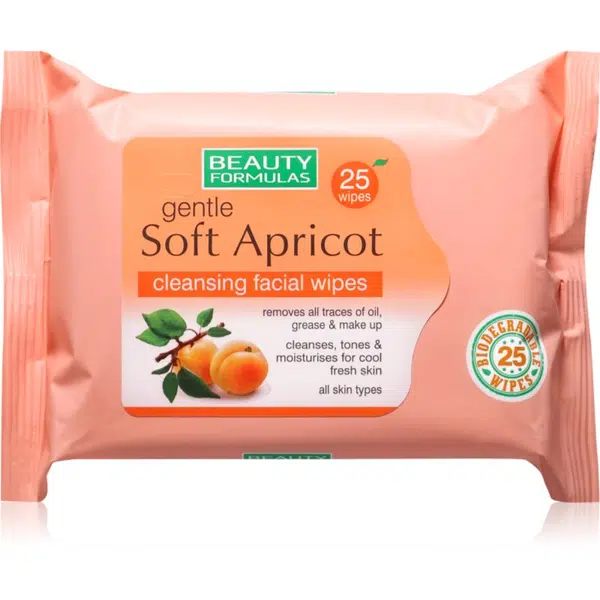 Beauty Formulas Apricot vlhčené čisticí ubrousky 25 ks