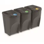 Prosperplast Sada 3 odpadkových košov SORTIBOX IV sivý kameň, objem 3x35 L