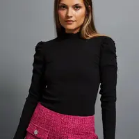 Blúzka s nafúknutými rukávmi - čierna