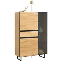 Linea Natura VYSOKÁ KOMODA, divoký dub, černá, divoký dub, 95/148,8/42 cm