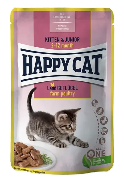 Happy Cat Kitten & Junior Land Geflügel kapsičky - Drůbeží 24 x 85 g