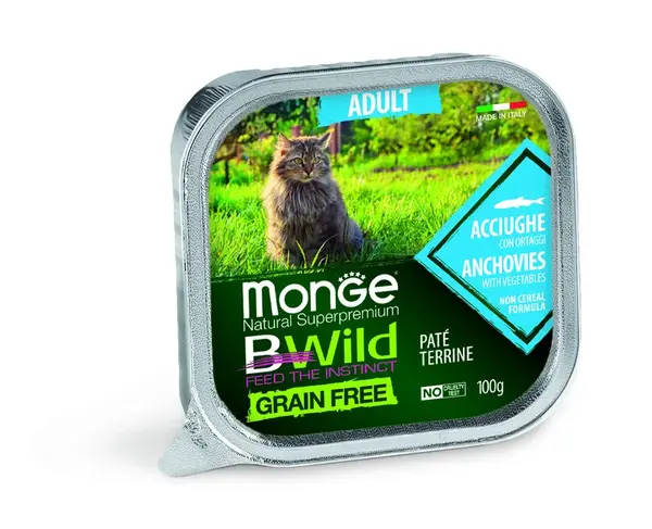 Monge BWild Grain Free Paté Terrine Adult - ančovičky se zeleninou 100 g