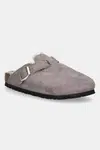 Semišové pantofle Birkenstock Boston Shimmering Shearling dámské, fialová barva, 1030887