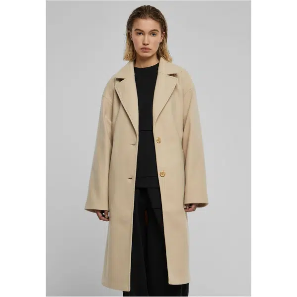 Dámský oversized dlouhý kabát mokrého písku