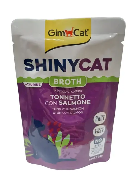 GimCat Shinycat vlhké krmivo pre mačky - tuniak, losos 70 g